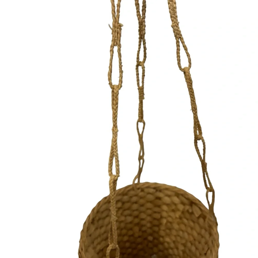 Wicker Woven Knitted Hanging Basket Flower Pot Plants Chain Link Straps Rope - Picture 5 of 9